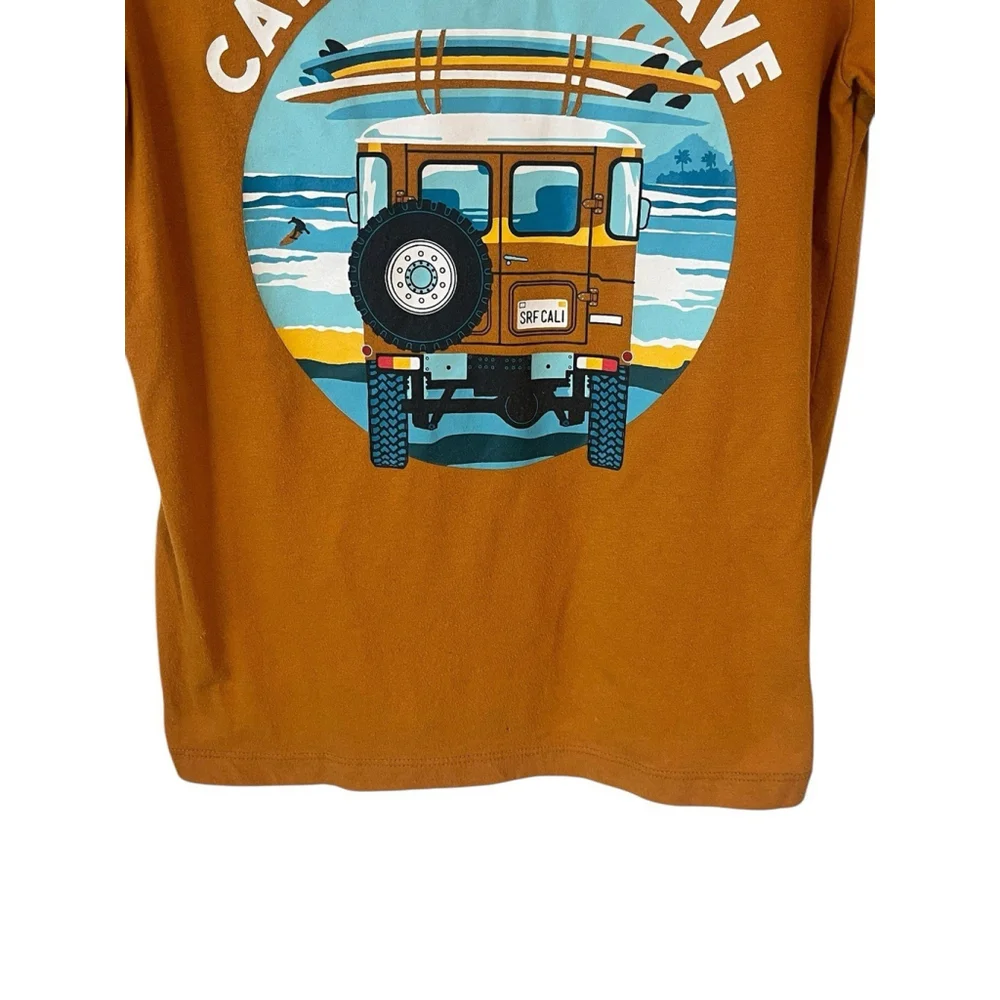 Old Navy Youth T-Shirt Large Mustard Surfing Graphic Tee